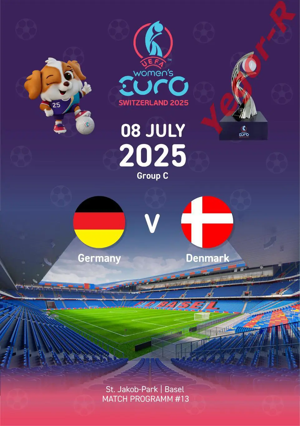 №13 ГЕРМАНИЯ - ДАНИЯ 8 июля 2025 ЕВРО-2025 в Швейцарии ЖЕНЩИНЫ ФАН