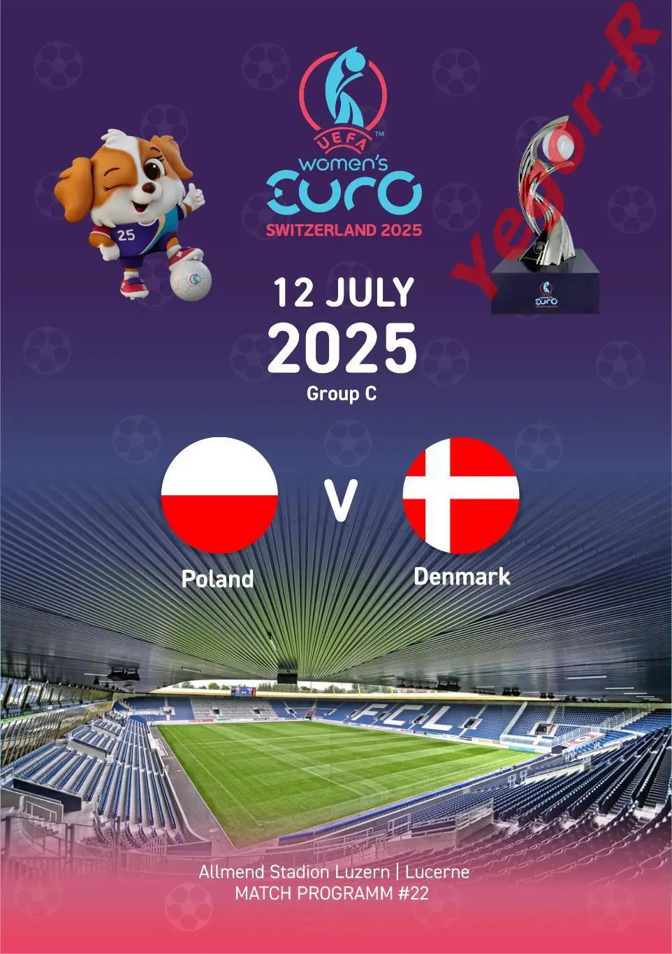 №22 ПОЛЬША - ДАНИЯ 12 июля 2025 ЕВРО-2025 в Швейцарии ЖЕНЩИНЫ ФАН
