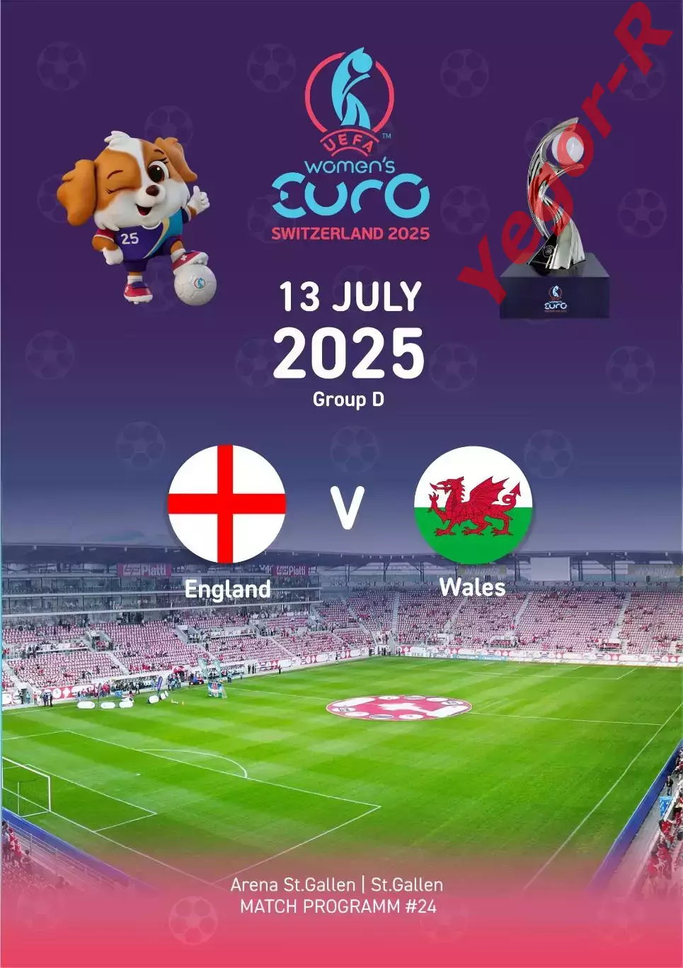 №24 АНГЛИЯ - УЭЛЬС 13 июля 2025 ЕВРО-2025 в Швейцарии ЖЕНЩИНЫ ФАН