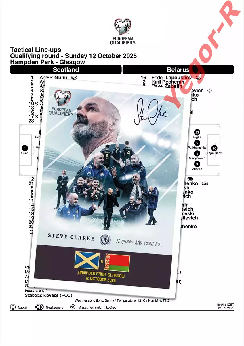 ШОТЛАНДИЯ - БЕЛАРУСЬ 12 октября 2025 отб. ЧМ ФАН программа + офиц ТИМ ШИТ