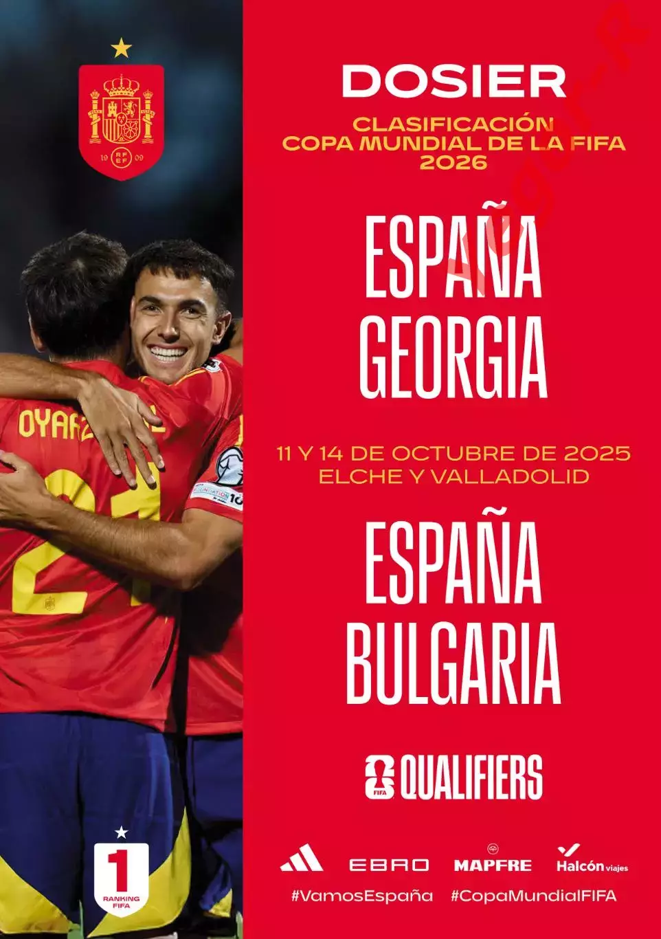 ИСПАНИЯ - ГРУЗИЯ + БОЛГАРИЯ 10 и 14 октября 2025 ЧМ ОФИЦИАЛЬНАЯ