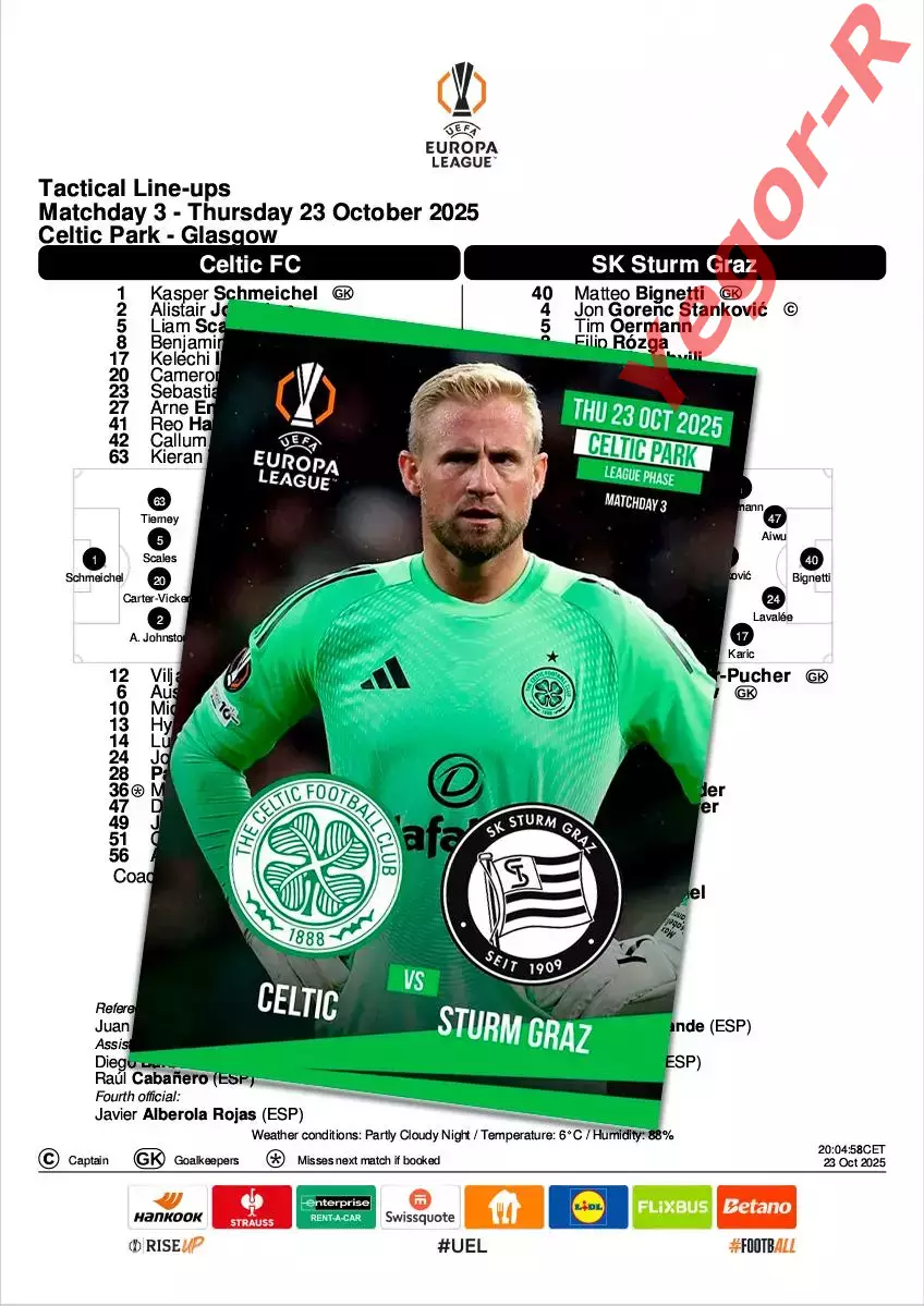 СЕЛТИК Глазго Шотландия - ШТУРМ Австрия 23 октября 2025 ЛЕ ФАН 12 стр + офиц ТШ