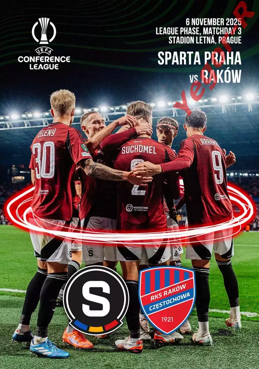СПАРТА Прага Чехия - РАКОВ РАКУВ Польша 6 ноября 2025 ЛК ФАН 12стр + офиц ТШ