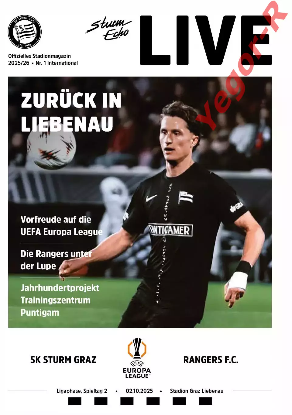 ШТУРМ Грац Австрия - ГЛАЗГО РЕЙНДЖЕРС Шотландия 2 октября 2025 ЛЕ ОФИЦИАЛЬНАЯ