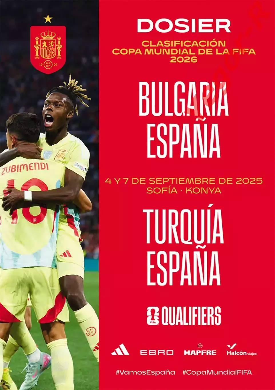 ИСПАНИЯ - БОЛГАРИЯ (выезд) + ТУРЦИЯ (выезд) 4 и 7 сентября 2025 ЧМ ОФИЦИАЛЬНАЯ
