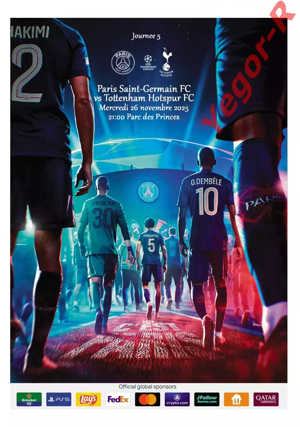 ПСЖ Париж Франция ТОТТЕНХЭМ Лондон Англия 26 ноября 2025 ЛЧ ФАН 16стр + офиц ТШ