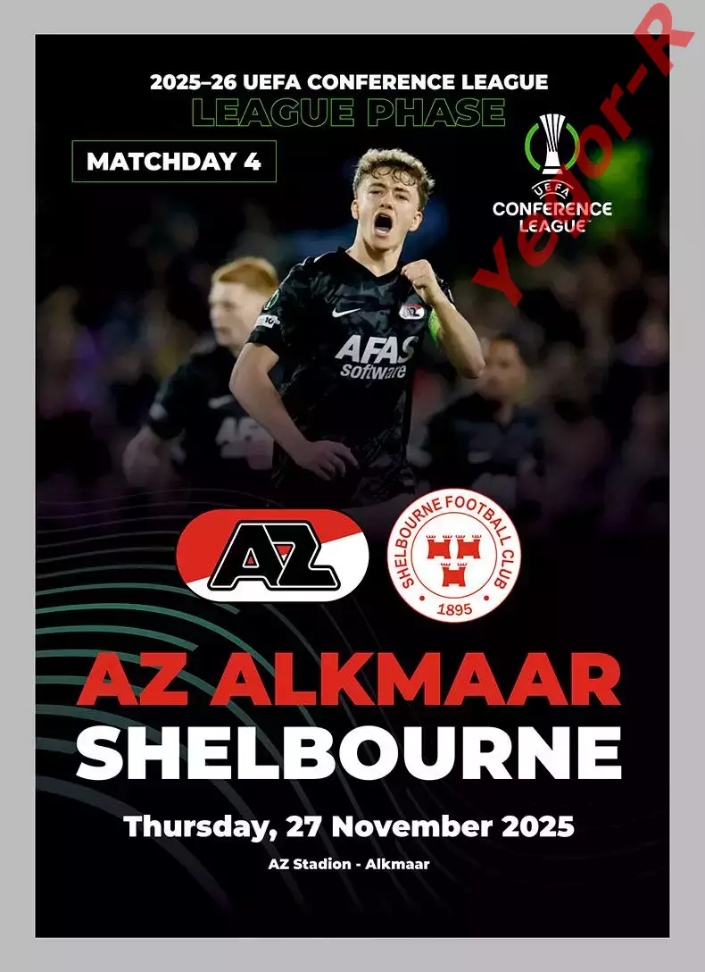 АЗ Алкмаар Нидерланды - ШЕЛБУРН Ирландия 27 ноября 2025 ЛК ФАН 12 стр + офиц ТШ