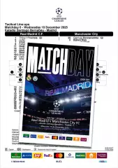 РЕАЛ Мадрид Испания - МАНЧЕСТЕР СИТИ Англия 10 декабря 2025 ЛЧ ФАН 16с+ офиц ТШ