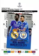 РЕАЛ Мадрид Испания - МАНЧЕСТЕР СИТИ Англия 10 декабря 2025 ЛЧ ФАН 12 с+ офиц ТШ