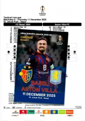 БАЗЕЛЬ Швейцария - АСТОН ВИЛЛА Англия 11 декабря 2025 ЛЕ ФАН 12 стр + офиц ТШ