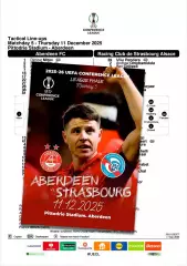АБЕРДИН Шотландия - СТРАСБУРГ Франция 11 декабря 2025 ЛК ФАН 12 стр + офиц ТШ