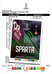 СПАРТА Прага Чехия - АБЕРДИН Шотландия 18 декабря 2025 ЛК ФАН 16 стр + офиц ТШ