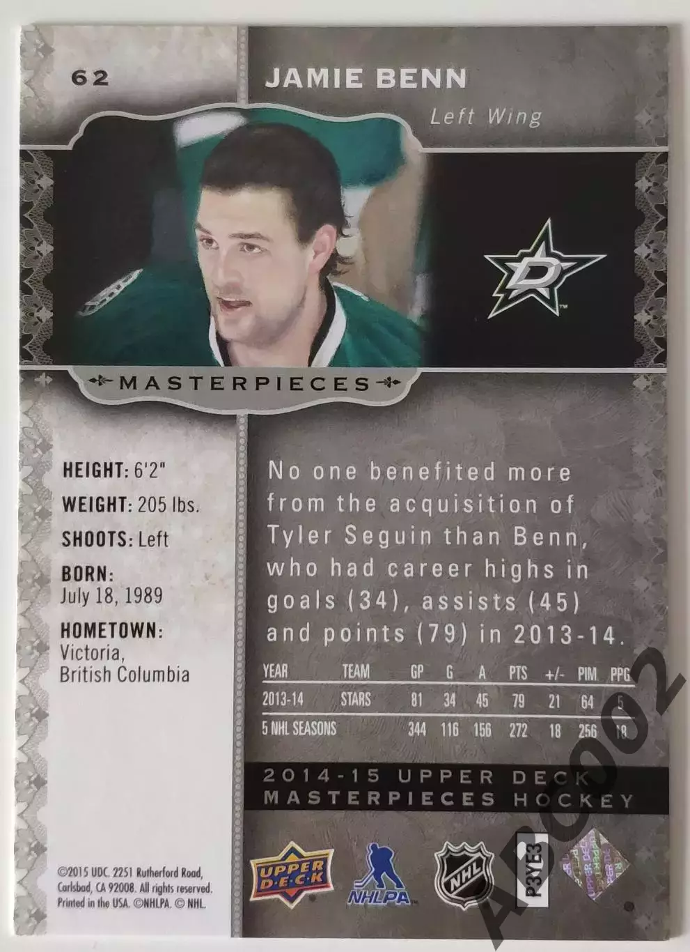 Карточка НХЛ / Jamie Benn / Dallas Stars 1