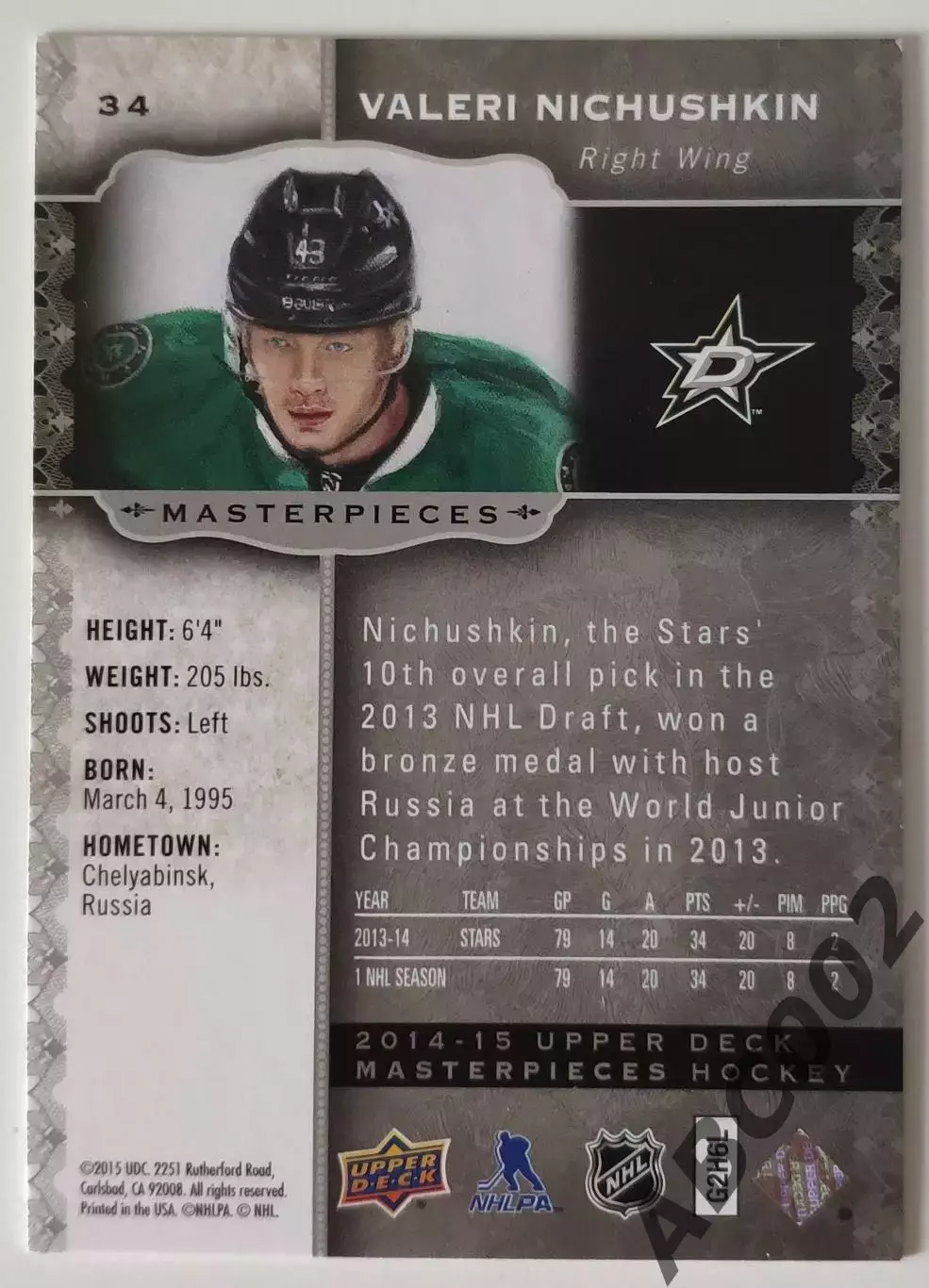 Карточка НХЛ / Valeri Nichushkin / Dallas Stars 1