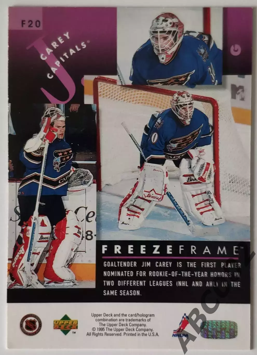 Карточка НХЛ / Jim Carey / Capitals / Freeze Frame 1