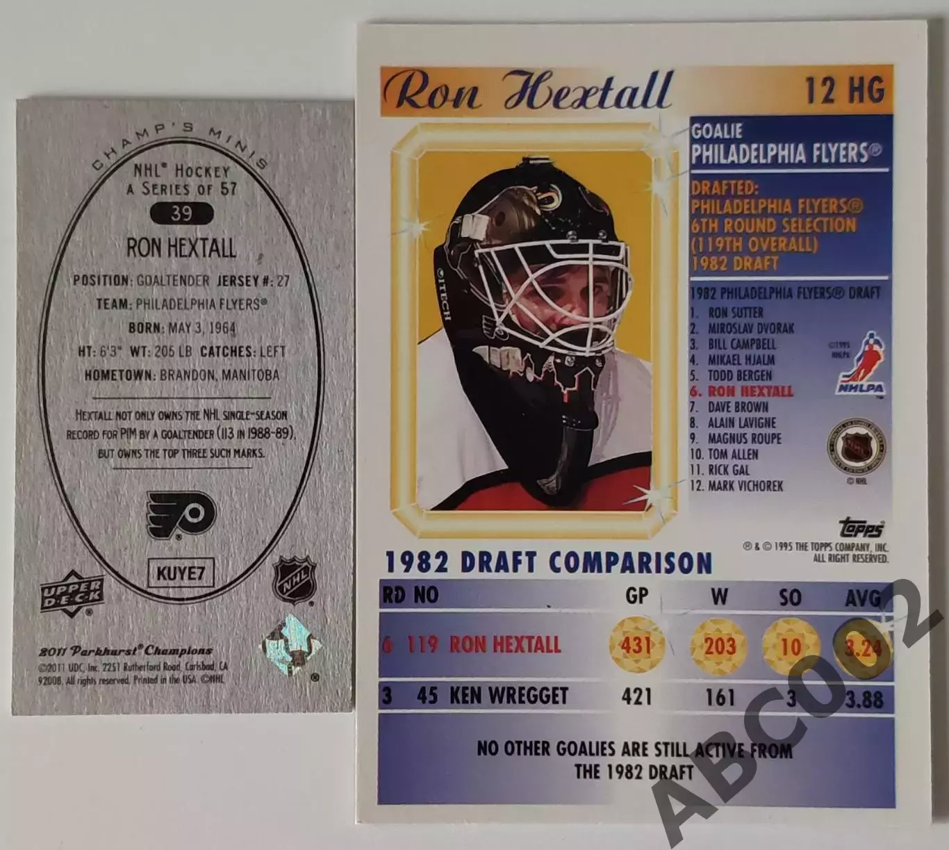 Карточка НХЛ / Ron Hextall / Flyers / Topps и Upper Deck 1