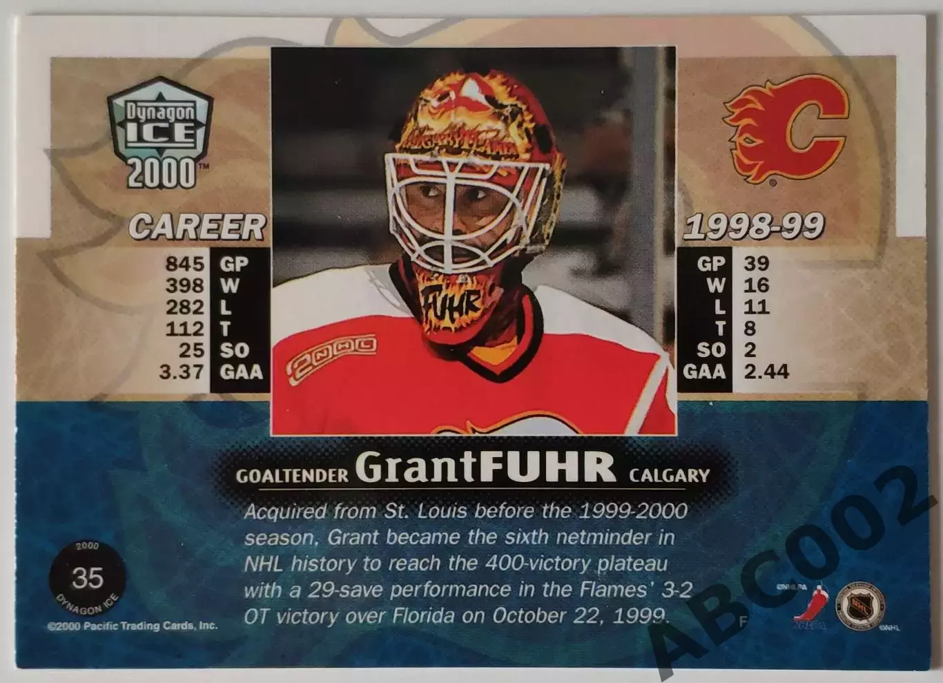 Карточка НХЛ / Grant Fuhr / Flames / Dynagon Ice 1