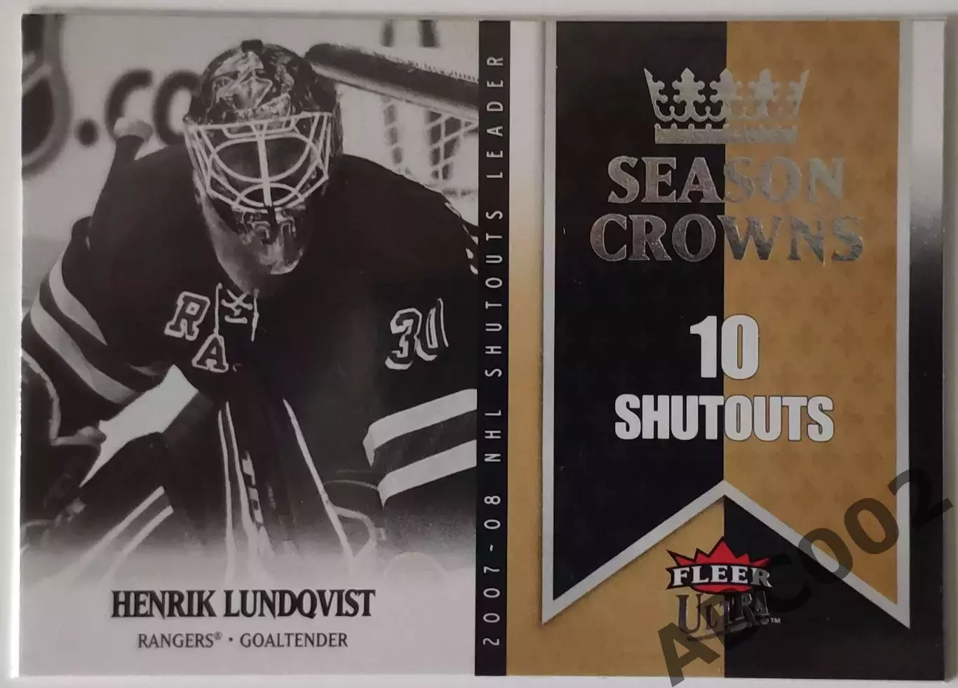 Карточка НХЛ / Henrik Lundqvist / Rangers / Fleer Ultra