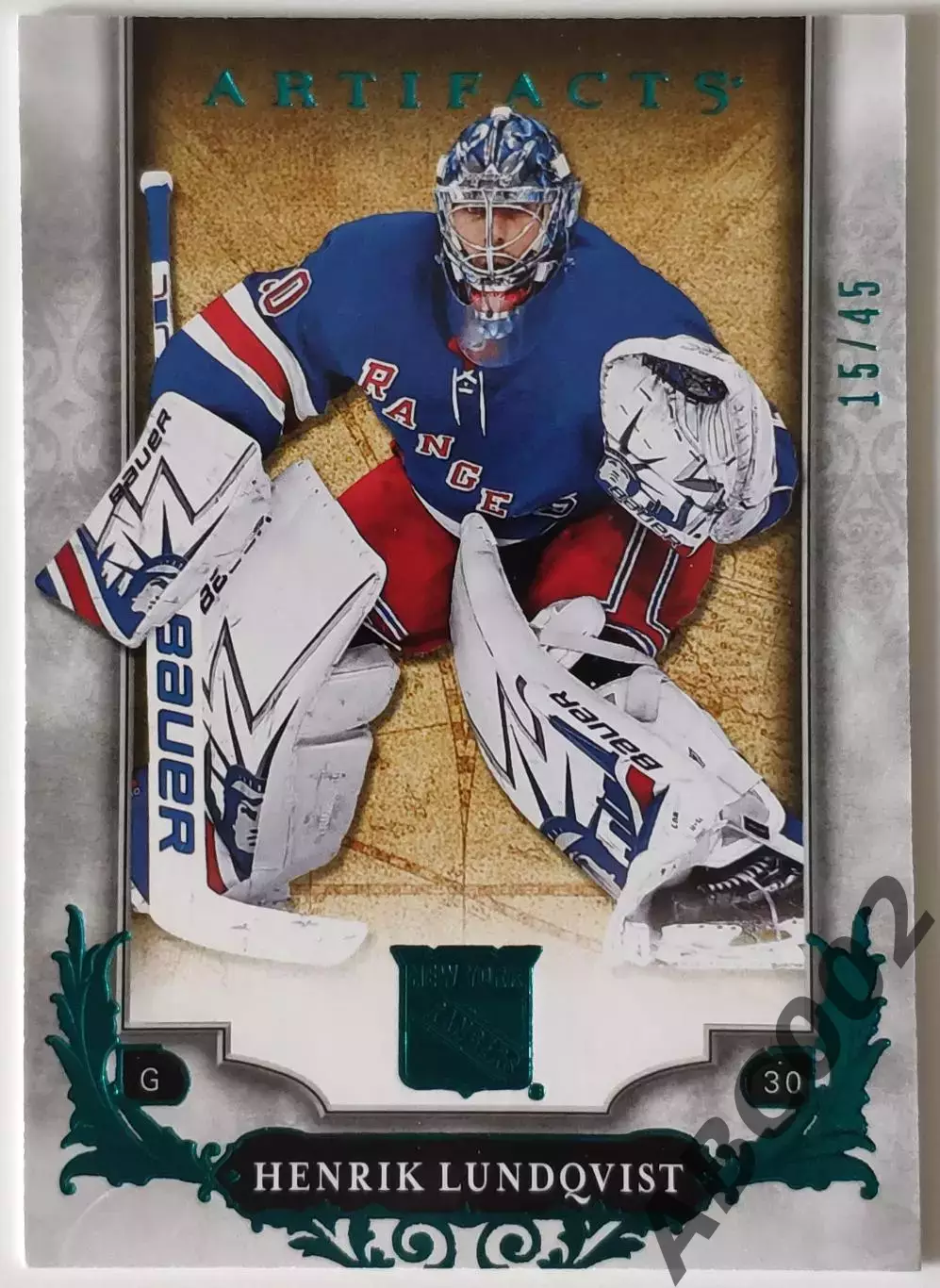 Карточка НХЛ / Henrik Lundqvist / 15 из 45 / Rangers / Artifacts