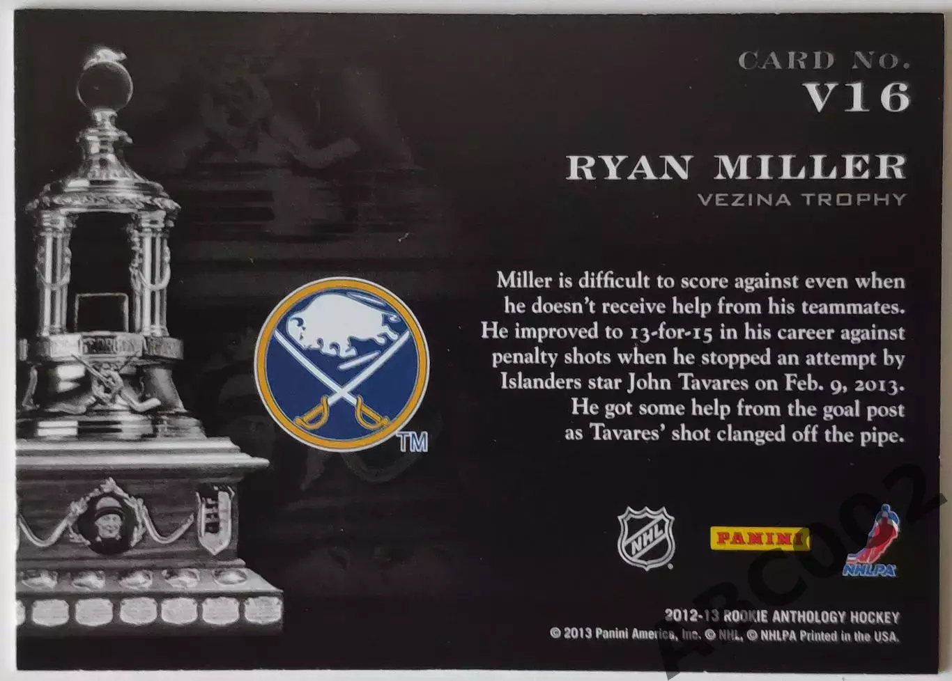 Карточка НХЛ / Ryan Miller / 676 из 999 / Sabres / Contenders 1
