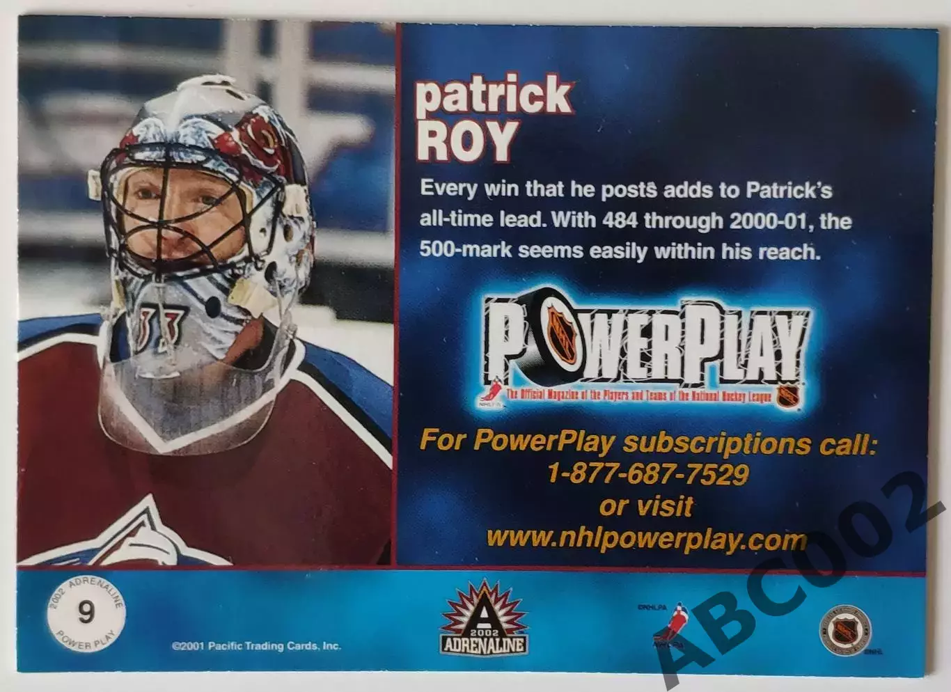Карточка НХЛ / Patrick Roy / Colorado / Power Play 1