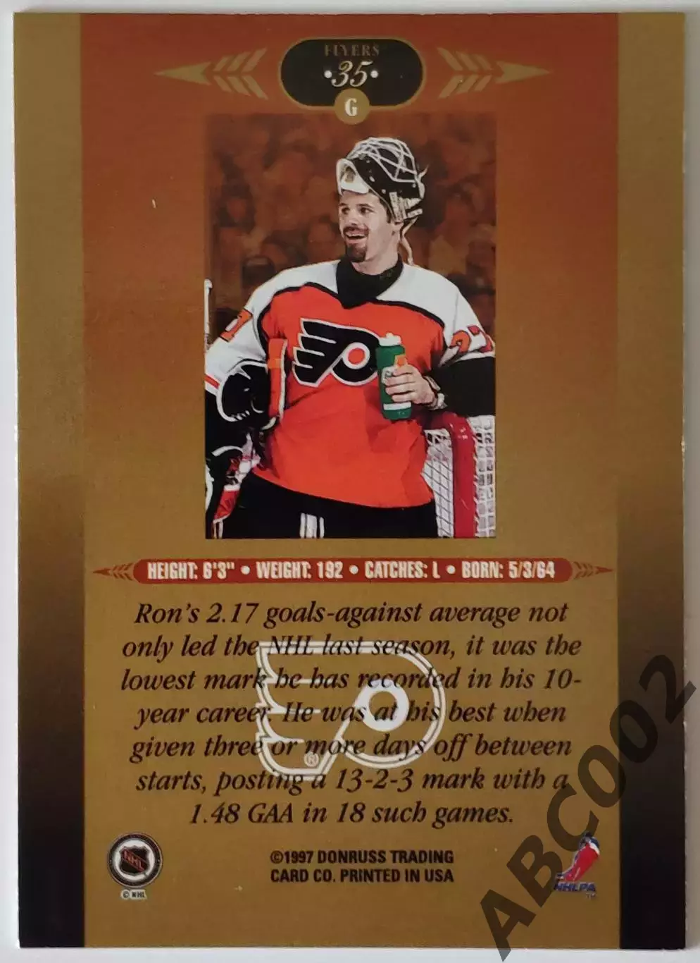 Карточка НХЛ / Ron Hextall / Flyers / Donruss 1