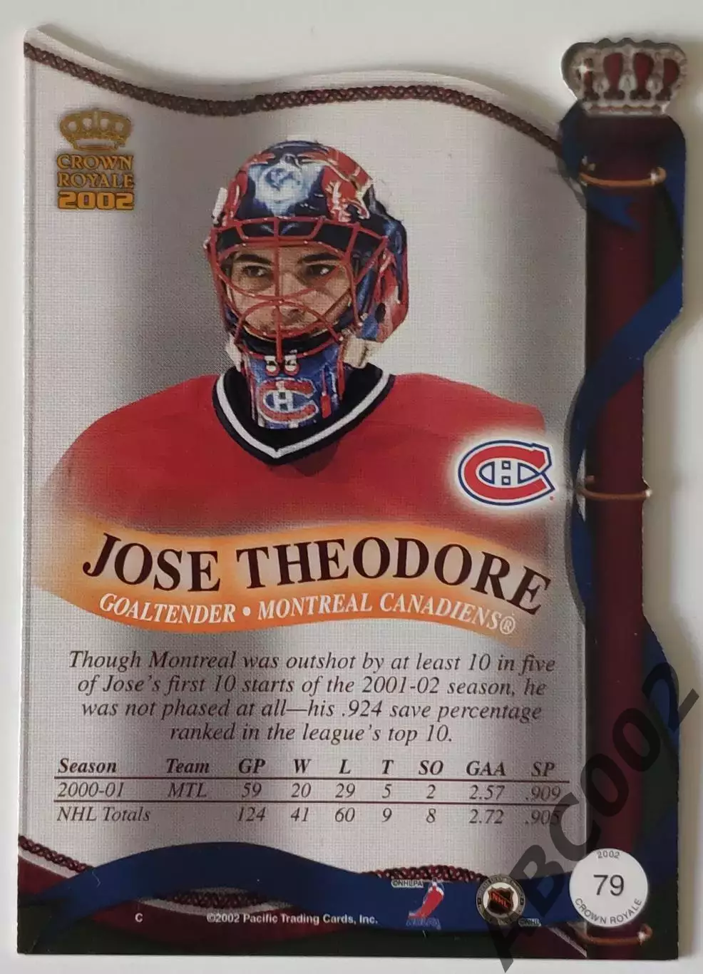 Карточка НХЛ / Jose Theodore / Canadiens / Crown Royale 1