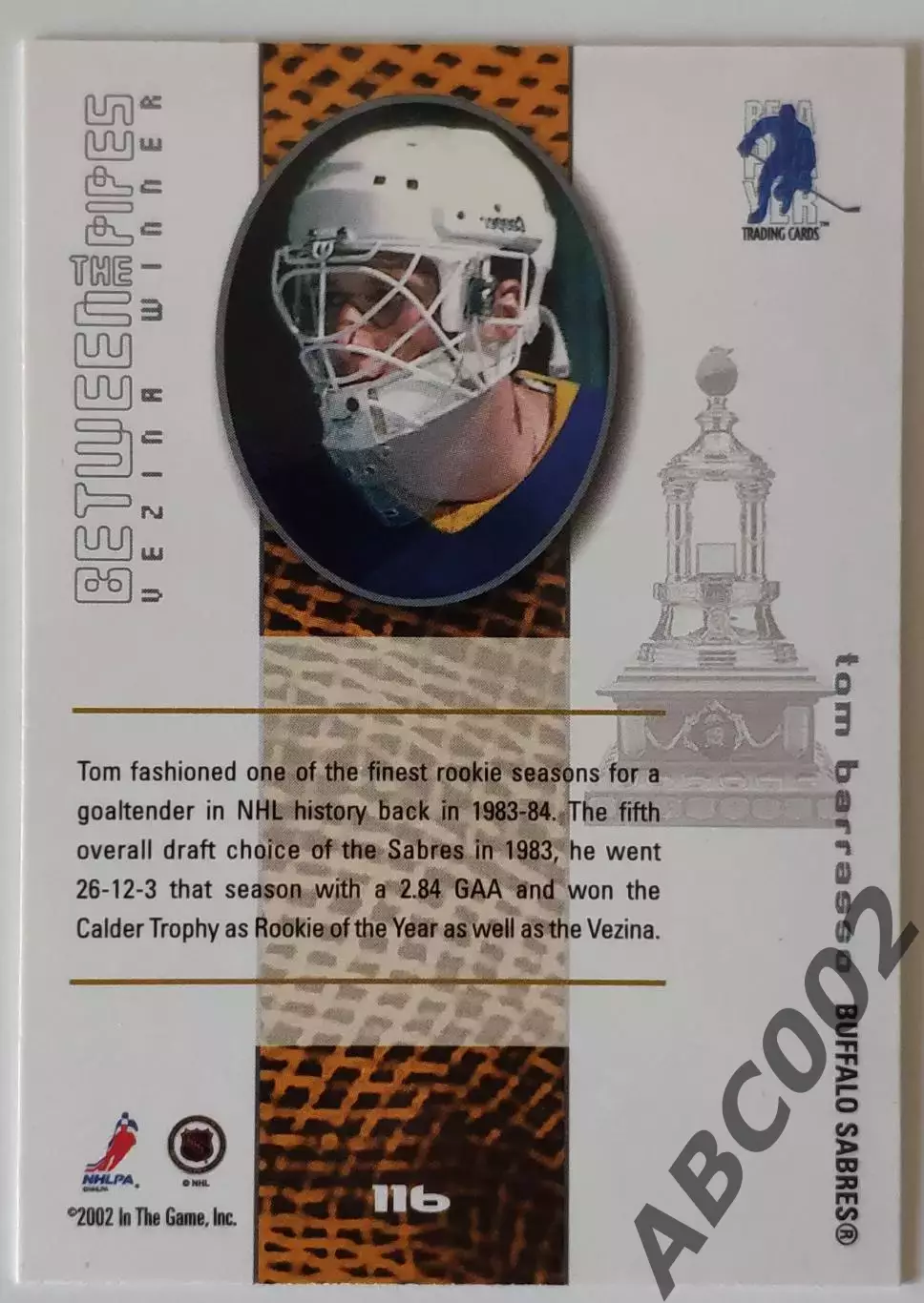 Карточка НХЛ / Tom Barrasso / Sabres / Between The Pipes 1
