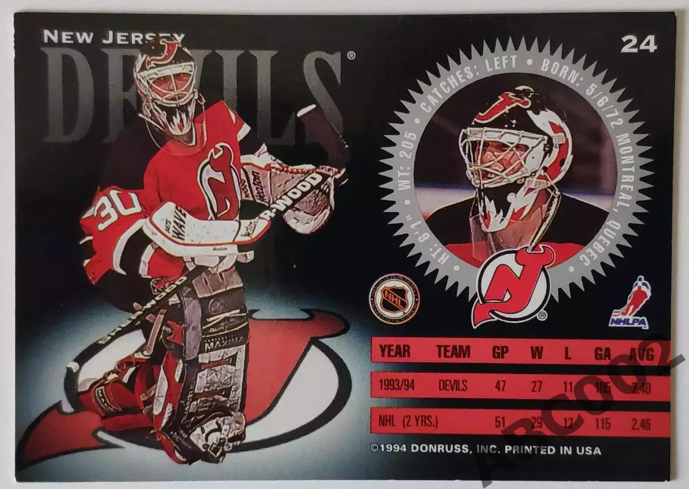 Карточка НХЛ / Martin Brodeur / Devils / Donruss 1
