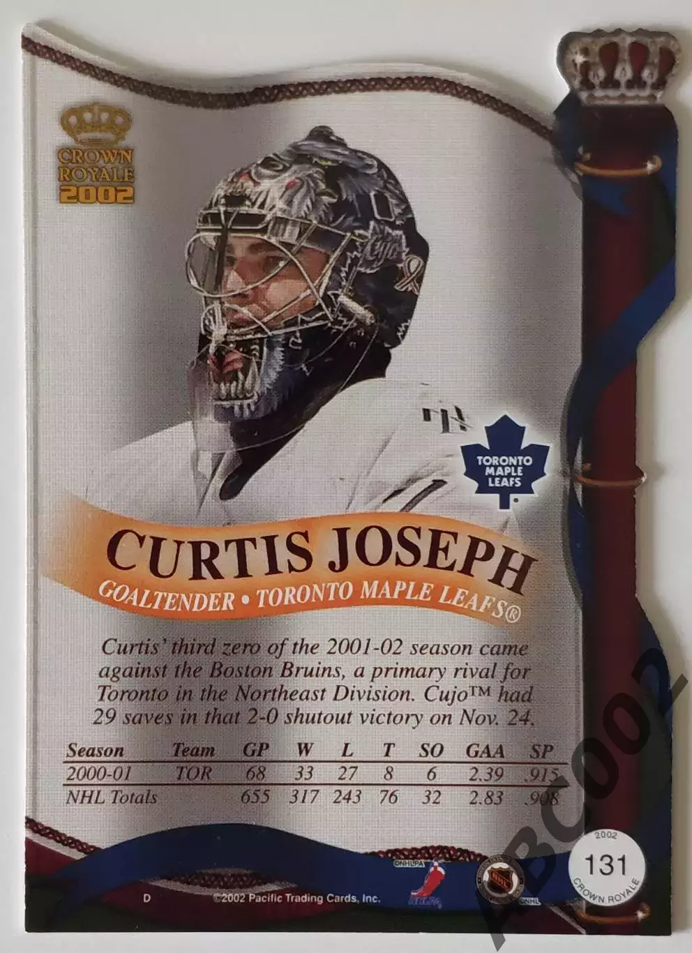 Карточка НХЛ / Curtis Joseph / Maple Leafs / Crown Royal 1