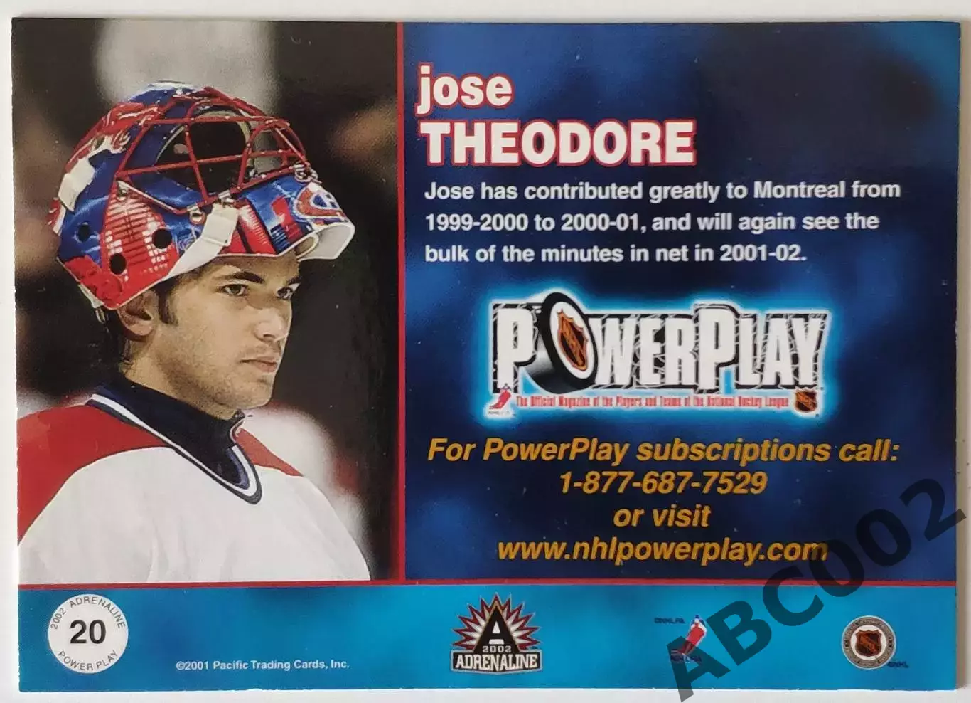 Карточка НХЛ / Jose Theodore / Canadiens / Power Play 1