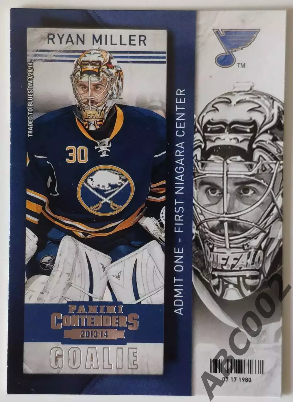 Карточка НХЛ / Ryan Miller / Sabres / Contenders