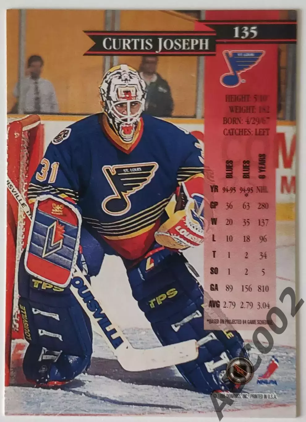 Карточка НХЛ / Curtis Joseph / Blues / Donruss 1