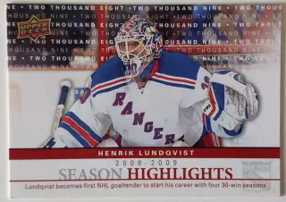 Карточка НХЛ / Henrik Lundqvist / Rangers / Season Highlights