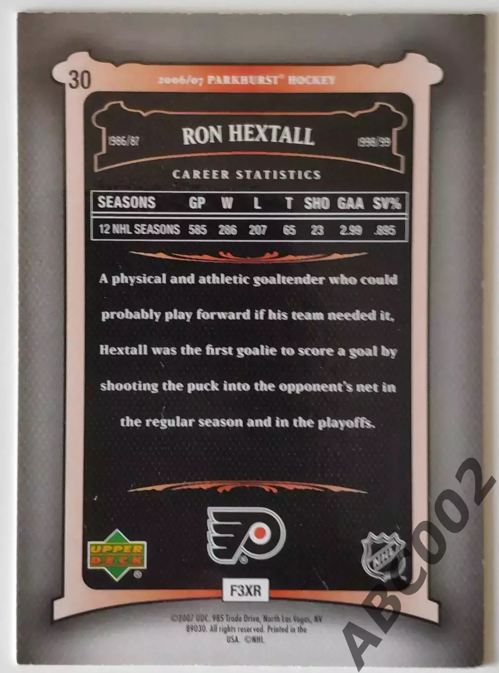 Карточка НХЛ / Ron Hextall / Flyers / Parkhurst 1