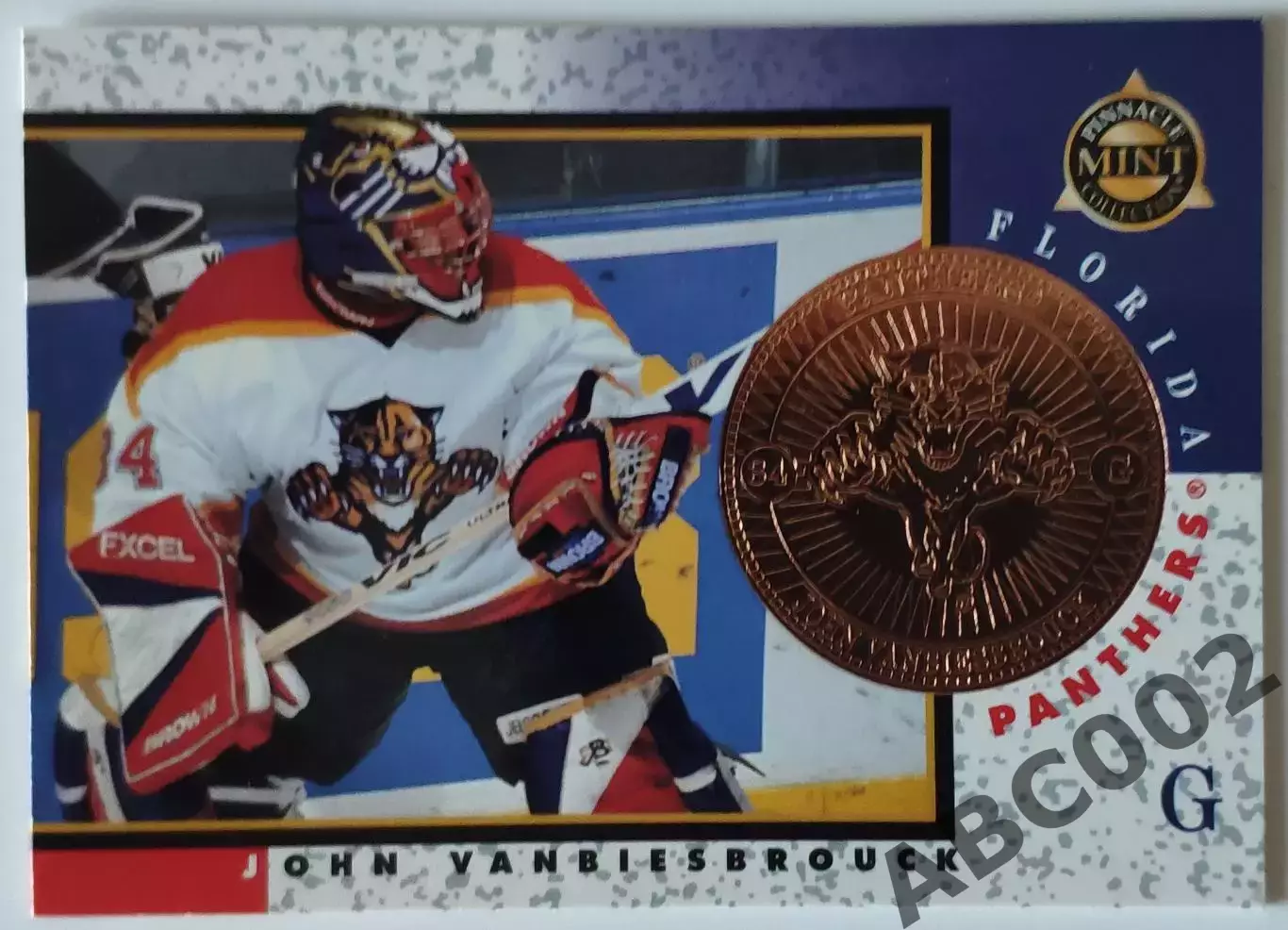 Карточка НХЛ / John Vanbiesbrouck / Panthers / Pinnacle Mint