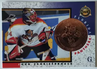 Карточка НХЛ / John Vanbiesbrouck / Panthers / Pinnacle Mint