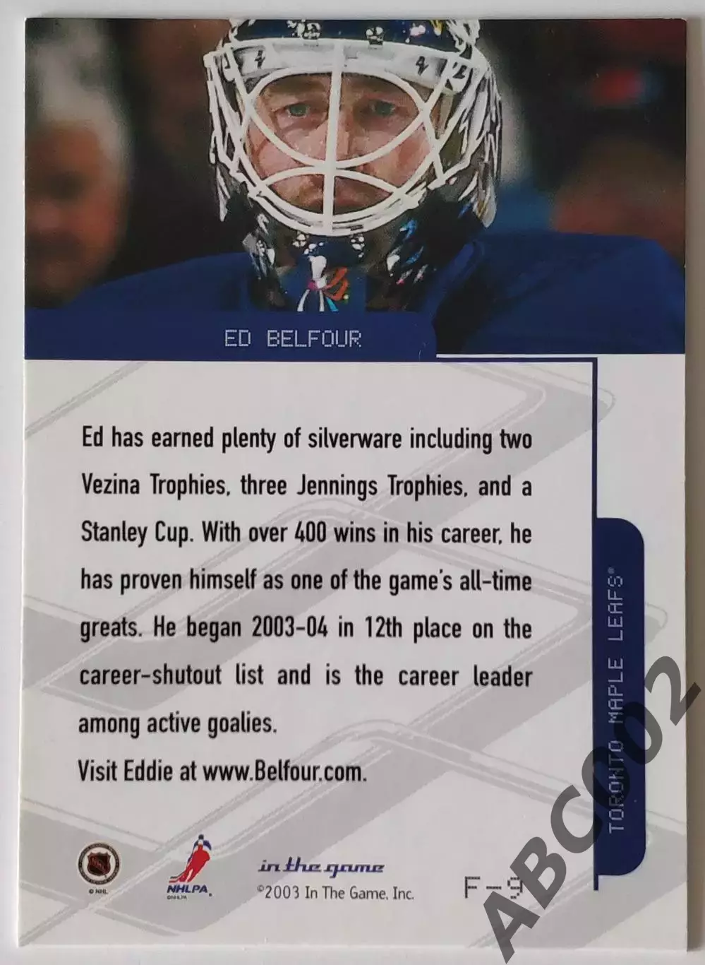 Карточка НХЛ / Ed Belfour / Maple Leafs / In The Game 1