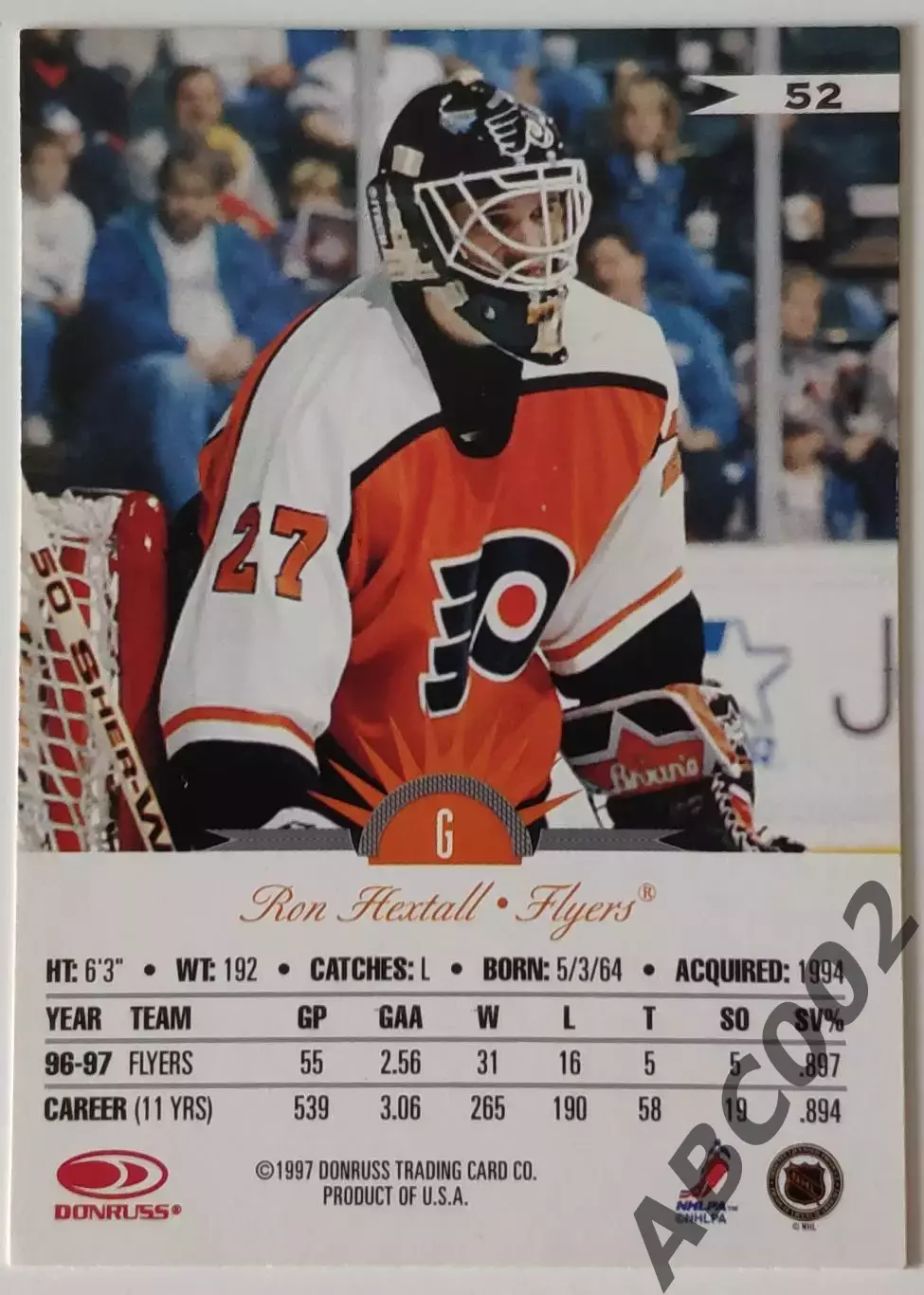 Карточка НХЛ / Ron Hextall / Flyers / Donruss 1