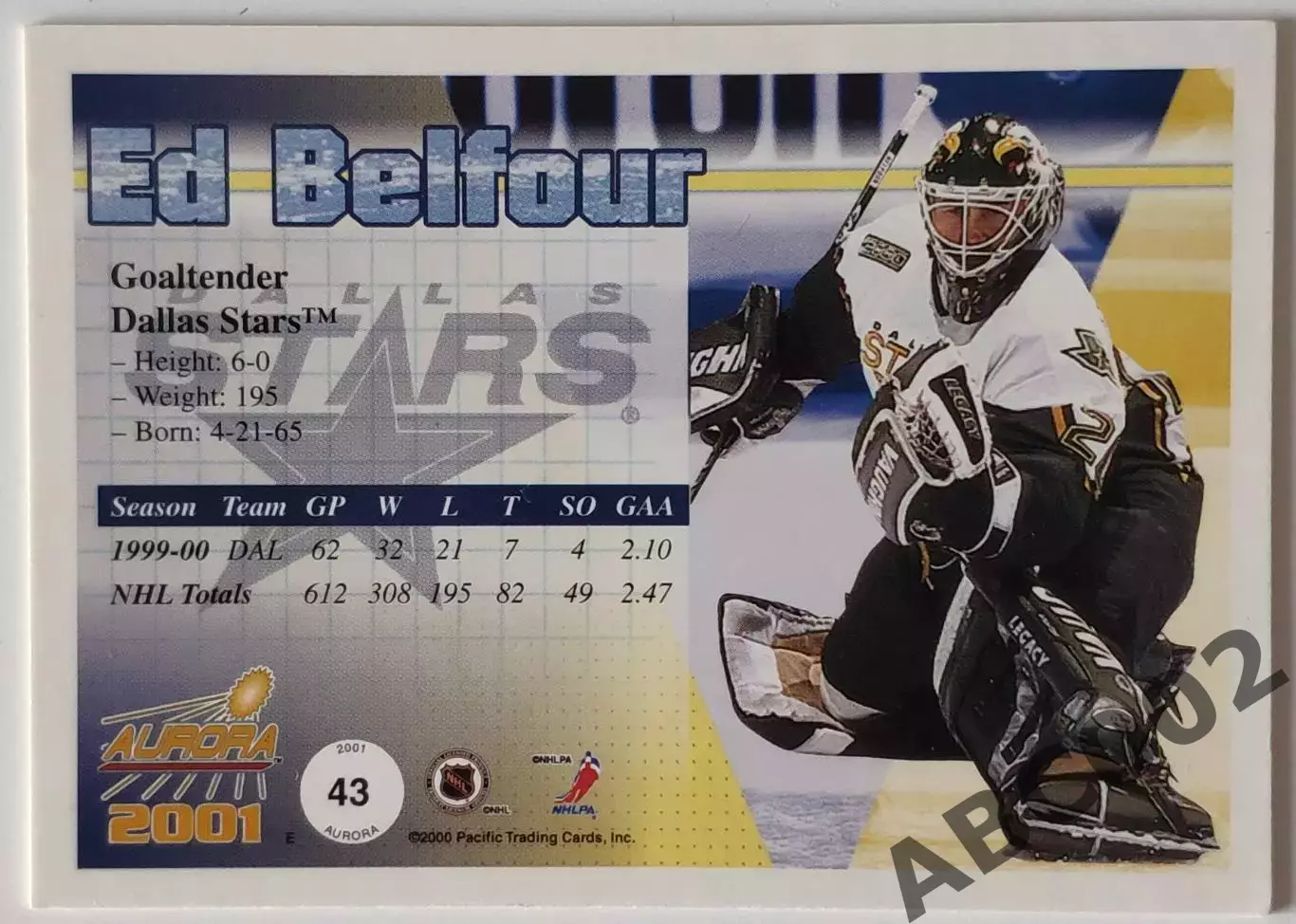 Карточка НХЛ / Ed Belfour / Dallas Stars / Aurora 1