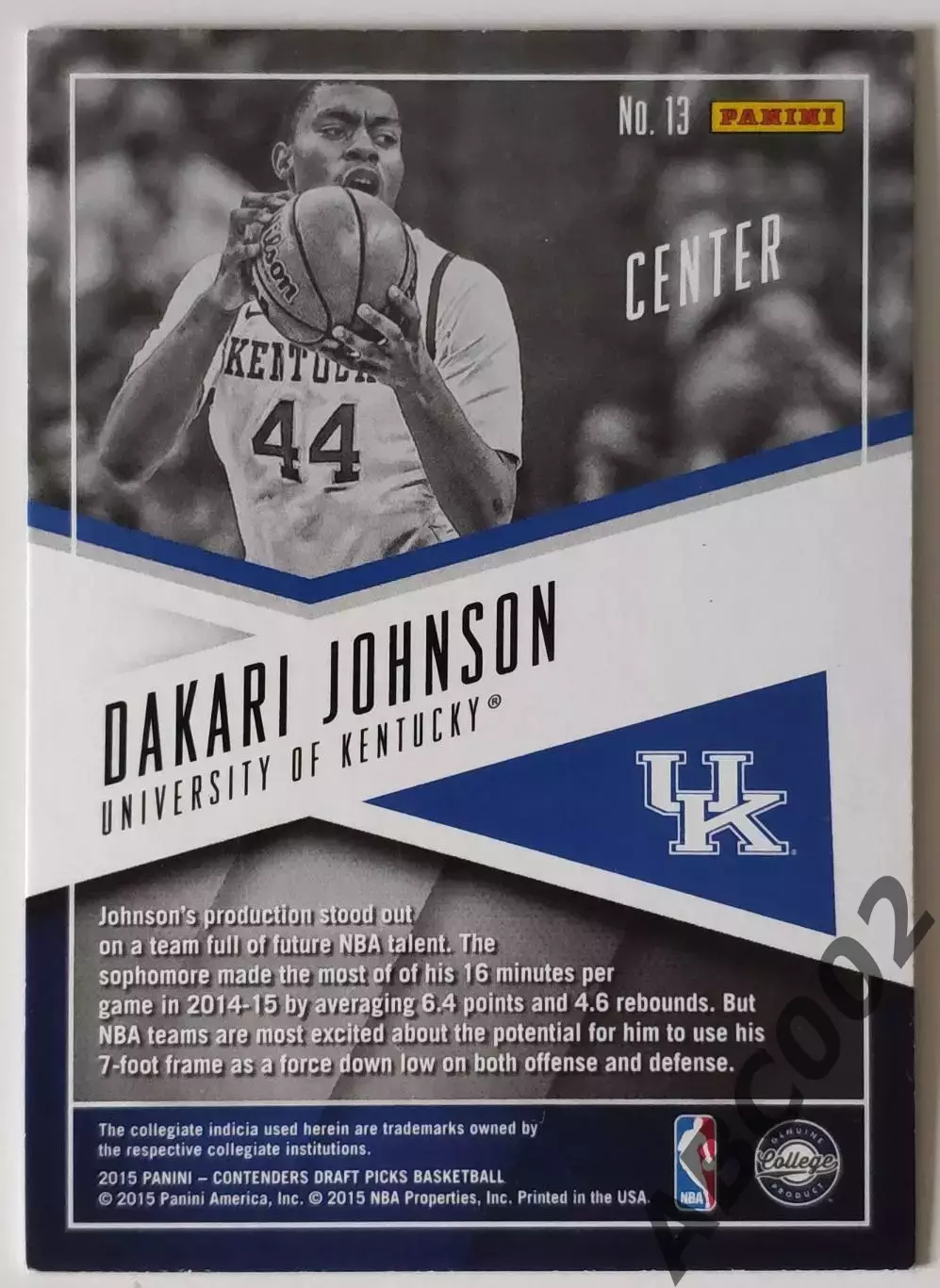 Карточка НБА / NCAA / Dakari Johnson / Panini Contenders / 1
