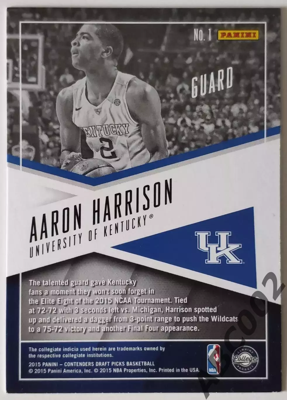 Карточка НБА / NCAA / Aaron Harrison / Panini Contenders / 1