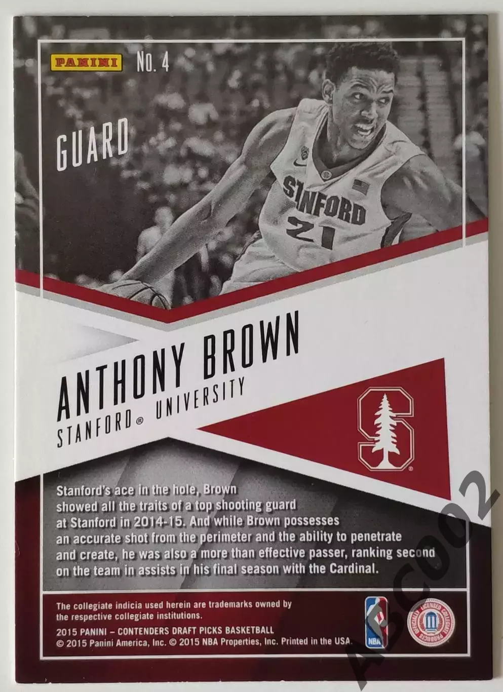 Карточка НБА / NCAA / Anthony Brown / Panini Contenders / 1