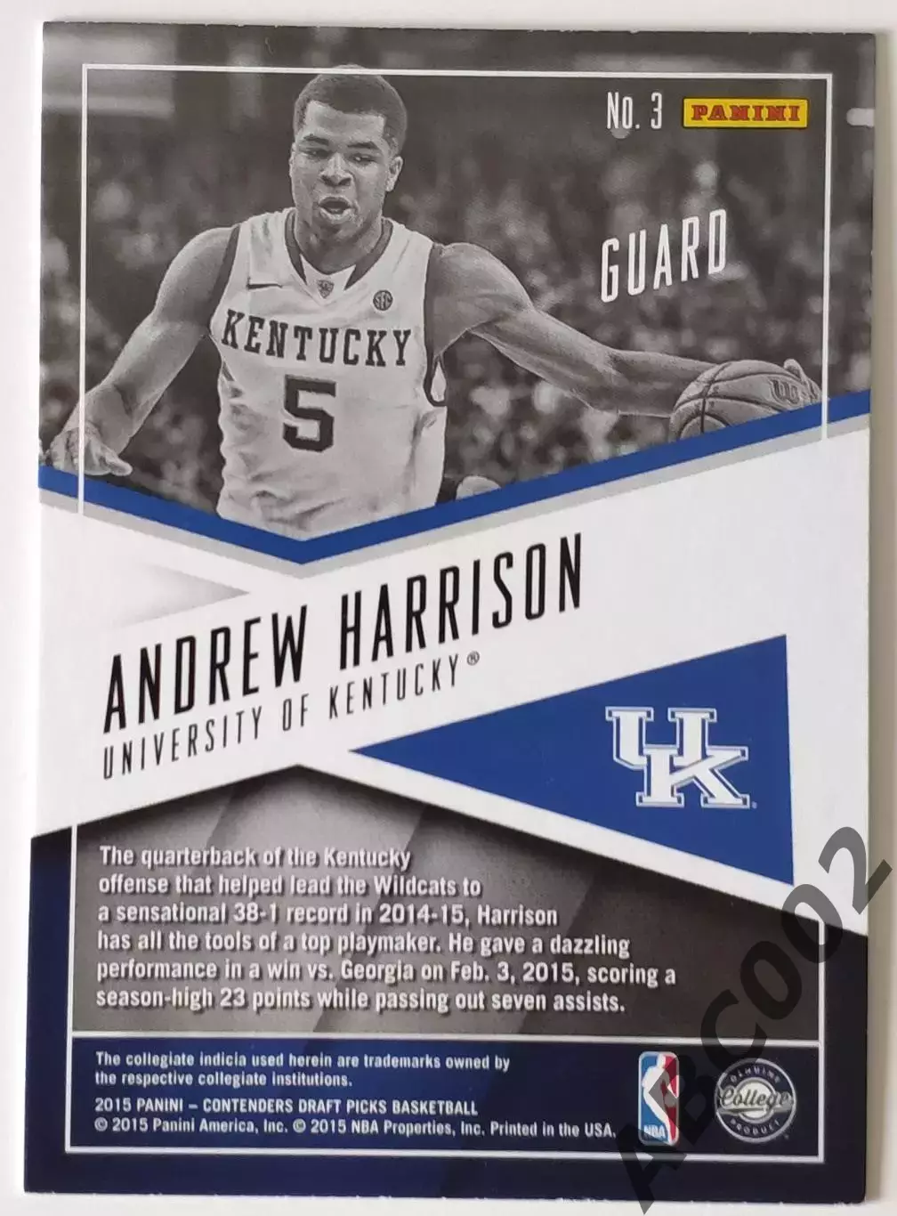 Карточка НБА / NCAA / Andrew Harrison / Panini Contenders / 1