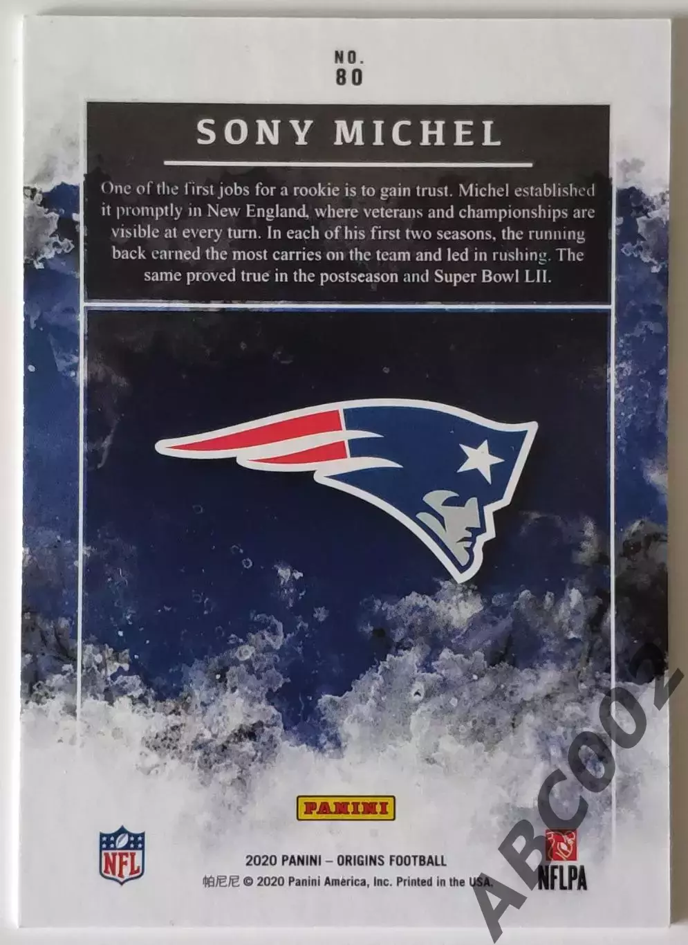 Карточка NFL / Sony Michel / New England Patriots / Origins 1