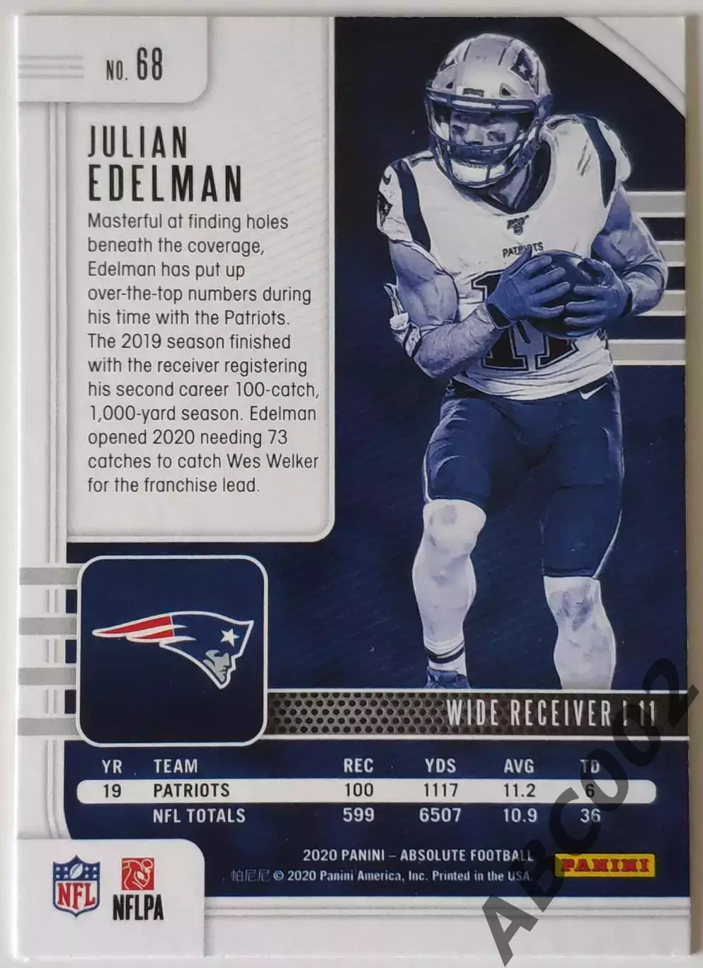 Карточка NFL / Julian Edelman / New England Patriots / Absolute 1