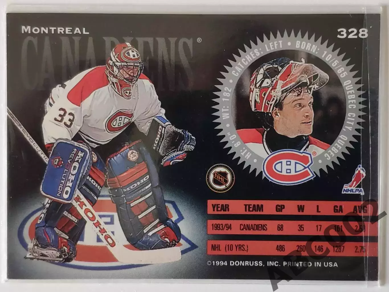 Карточка НХЛ / Patrick Roy / Canadiens / Donruss 1