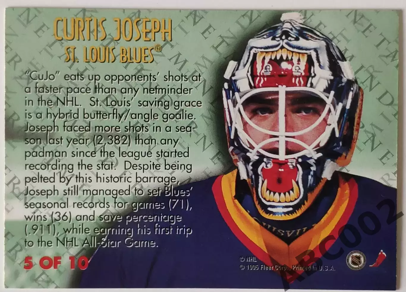 Карточка НХЛ / Curtis Joseph / Blues / Fleer 1