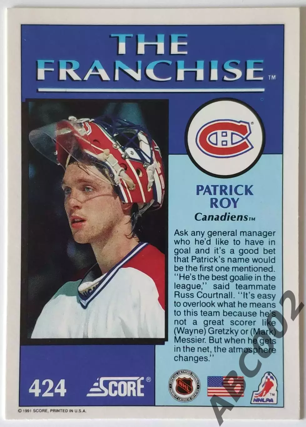 Карточка НХЛ / Patrick Roy / Canadiens / The Franchise 1