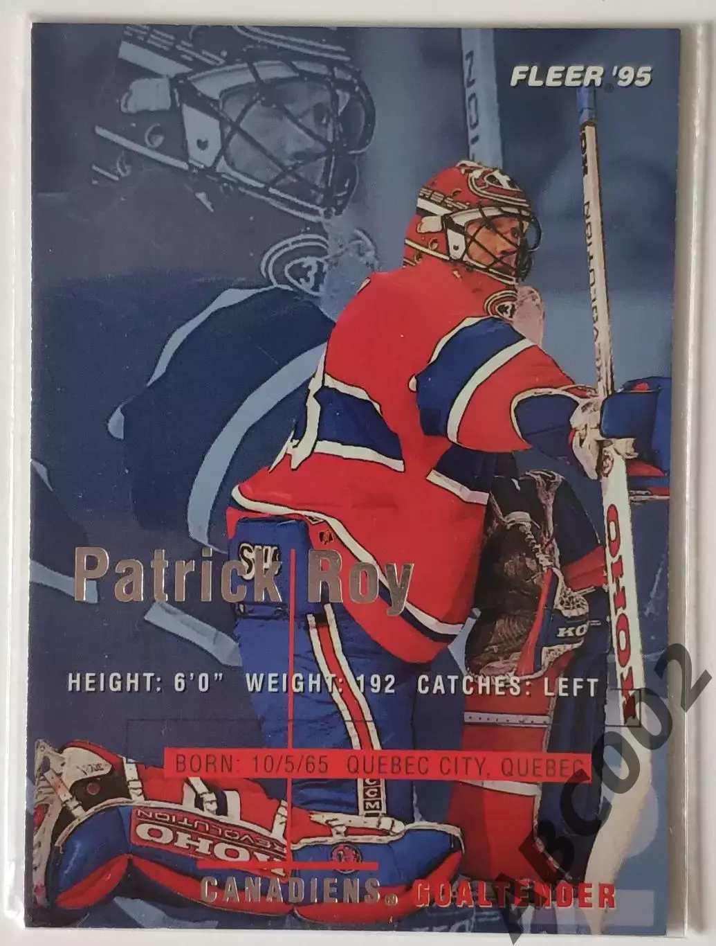 Карточка НХЛ / Patrick Roy / Canadiens / 95 Fleer